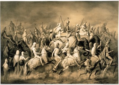 Maharaja Sher Singh du Punjab et son entourage en chasse, illustration de 