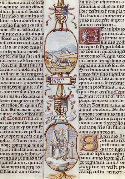 Représentation des rois wisigoths Athaulf et Sigeric, de "Genealogía de los reyes de España" par Alonso de Cartagena - Alfonso de Cartagena