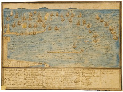 Représentation topographique de la bataille de Livourne - Alfonso the Younger Parigi