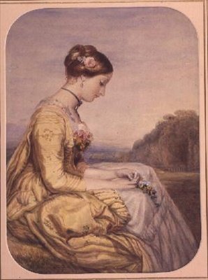 Dame assise en robe jaune - Alfred Edward Chalon