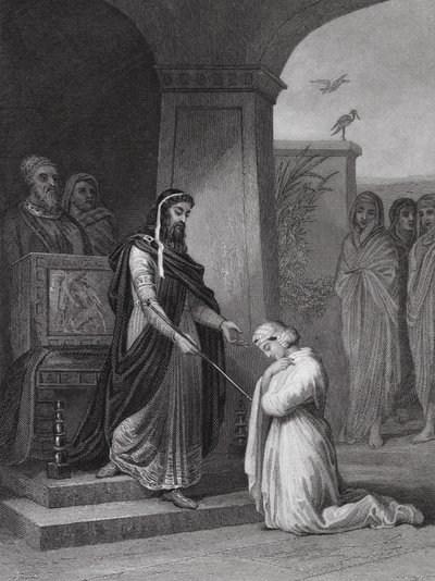 Esther devant le roi Assuérus, Esther, Ch 15, v 11 - Alfred (after) Johannot