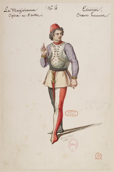 Halévy - La magicienne - maquettes de costumes par Alfred Albert - 04. Ecuyer, choeurs hommes - Alfred Albert