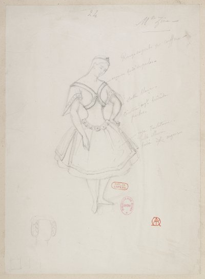 Halévy - La magicienne - maquettes de costumes par Alfred Albert - 24. Mlle Zina, (pas de deux) - Alfred Albert
