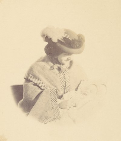 Portrait vignetté, femme tenant un bébé - Alfred Capel Cure