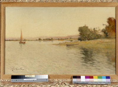 Bateau et voilier sur le rivage du lac - Alfred Casile