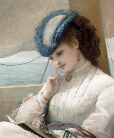 Une fille lisant dans un voilier - Alfred Chantrey Corbould