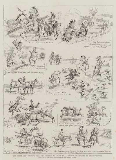 Red Shirt et Broncho Bill sont invités à chasser par un maître de chasse dans le Hertfordshire - Alfred Chantrey Corbould