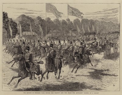 La revue dans le parc de Windsor devant Sa Majesté et le Shah, l