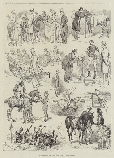 Croquis de la course de poneys de polo à Hurlingham - Alfred Courbould