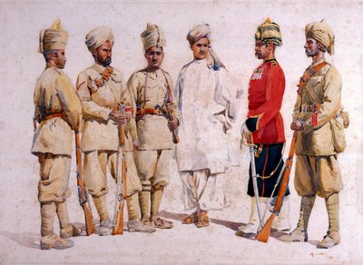 Soldats des 19e Punjabis Afridi de Tirah, illustration pour 