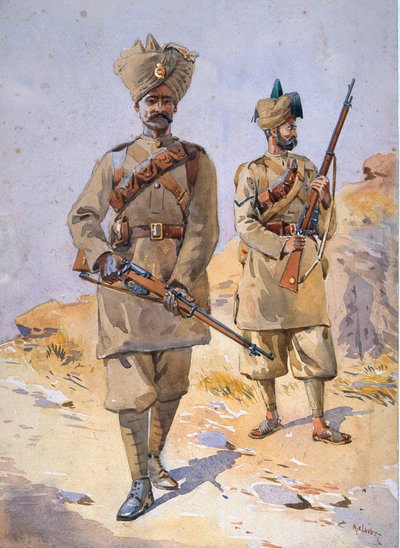 Soldats des 30e Punjabis, Awan et du 20e Infanterie du Duc de Cambridge, illustration pour 
