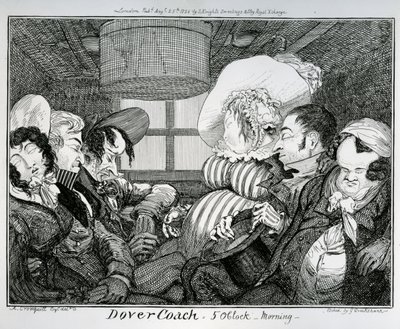 Dover Coach, 5 heures du matin, gravé par George Cruikshank, 1826 - Alfred Crowquill