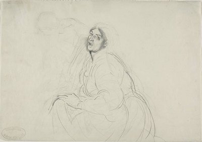 Femme assise et esquisse d