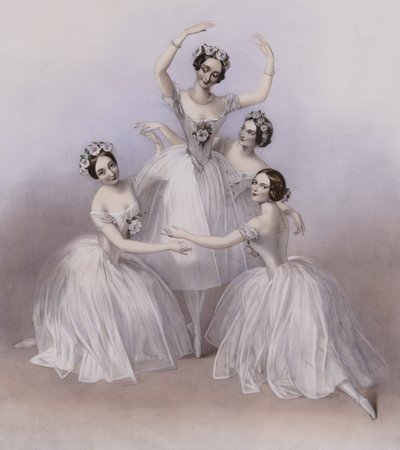 Le célèbre Pas de Quatre composé par Jules Perrot, tel que dansé au Théâtre de Sa Majesté - Alfred Edward (after) Chalon