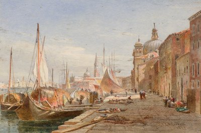 Barges à un quai, Venise - Alfred Edward Goodall