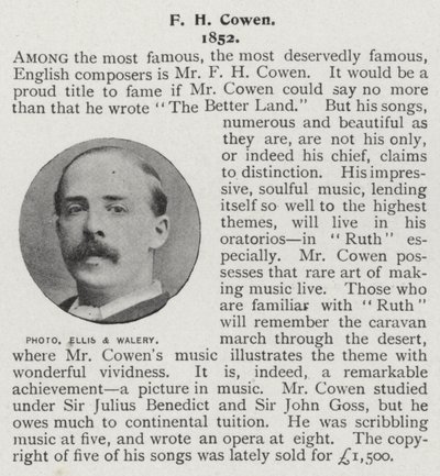Frederic Hymen Cowen, pianiste, chef d