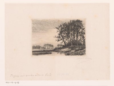 Paysage avec des arbres sur une colline au bord de l