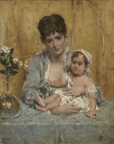 Mère et enfant, c.1875-80 - Alfred Emile Stevens