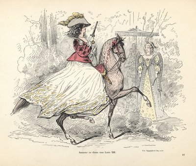 Costume de chasse pour femme, époque du roi Louis XIII de France - Alfred Grevin