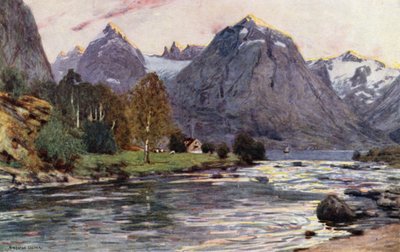 Une rivière à saumons, Stryn, Nordfjord - Alfred Heaton Cooper