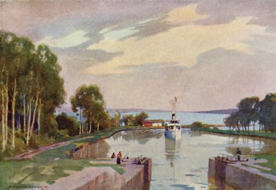 Écluses de Sjotorp, canal de Gota - Alfred Heaton Cooper