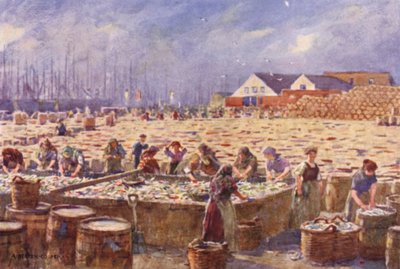 Yarmouth, Norfolk, La récolte de harengs - Alfred Heaton Cooper