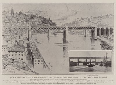 Le nouveau pont à haut niveau à Newcastle-on-Tyne (le plus grand depuis le pont du Forth), tel qu