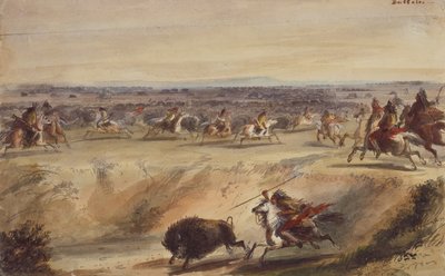 Une chasse au bison - Alfred Jacob Miller