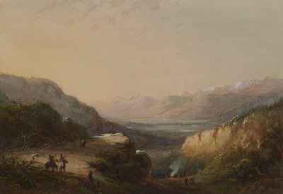 Vue lointaine sur le lac (Montagne des Vents) - Alfred Jacob Miller