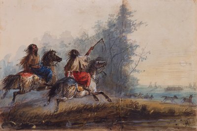 Femmes, tribu des Serpents, conduisant des chevaux, c.1837 - Alfred Jacob Miller