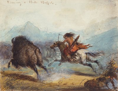 Femme indienne chassant un bison, c.1858-60 - Alfred Jacob Miller