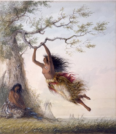 Jeunes filles indiennes se balançant - Alfred Jacob Miller
