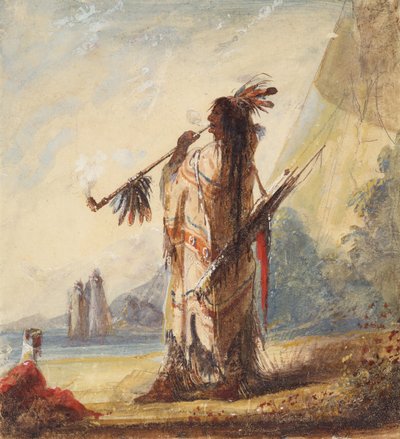 Otium Cum Dignitati fumant le calumet, c.1837 - Alfred Jacob Miller