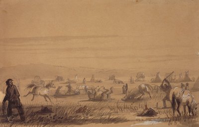 Atteindre le camp, enlever les selles, c.1837 - Alfred Jacob Miller