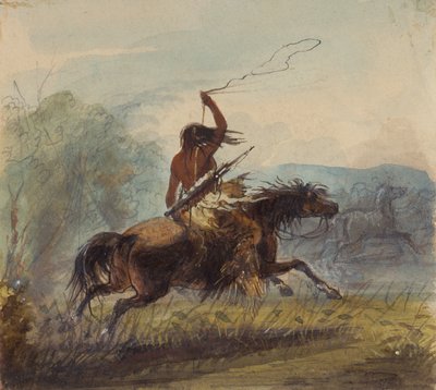 Femme Shoshone Jetant le Lasso, c.1837 - Alfred Jacob Miller