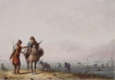 Chercheurs de racines Shoshone, c.1837 (plume et encre et aquarelle sur papier) - Alfred Jacob Miller