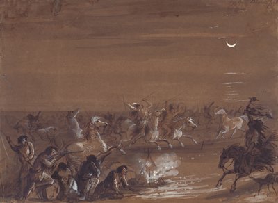 Stampede par les Pieds-Noirs, vers 1837 - Alfred Jacob Miller