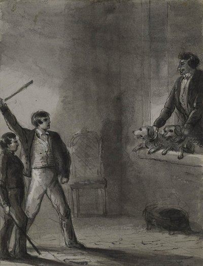Deux garçons aux bâtons levés tandis qu