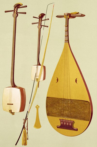 Un shamisen, un kokyu et un biwa, japonais, de 
