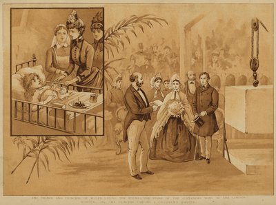 Le prince et la princesse de Galles posant la première pierre de l