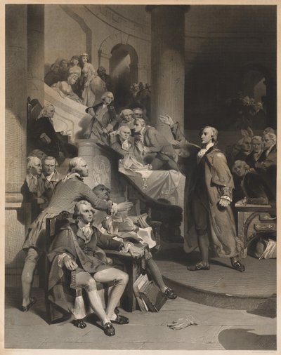 Patrick Henry prononçant son célèbre discours à la Chambre des Bourgeois, Virginie - Alfred Jones
