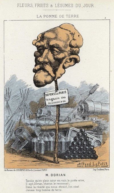 La Pomme de Terre : caricature sur Dorian - ill. du 20/01/1871 dans « Fleurs, Fruits et Légumes du Jour » - Alfred Le Petit