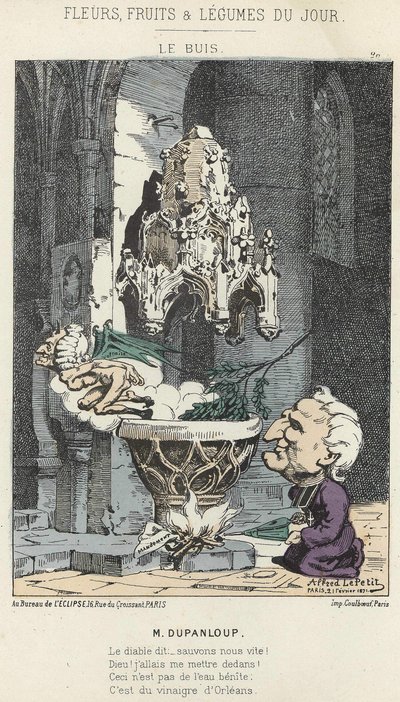 Le Boxis: Caricature sur Dupanloup - ill. du 21/02/1871 dans « Fleurs, Fruits et Légumes du Jour » - Alfred Le Petit