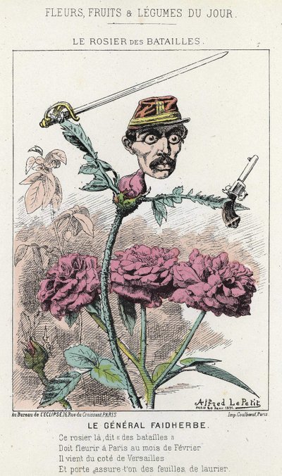 Le Rosier des Batailles : caricature sur le général Faidherbes - ill. du 20/01/1871 dans « Fleurs, Fruits et Légumes du Jour » - Alfred Le Petit