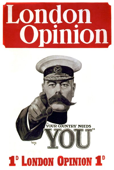 Première Guerre mondiale : affiche pour le recrutement de soldats britanniques : le commandant Lord Horatio Herbert Kitchener de Khartoum (1850-1916), soldat et homme d