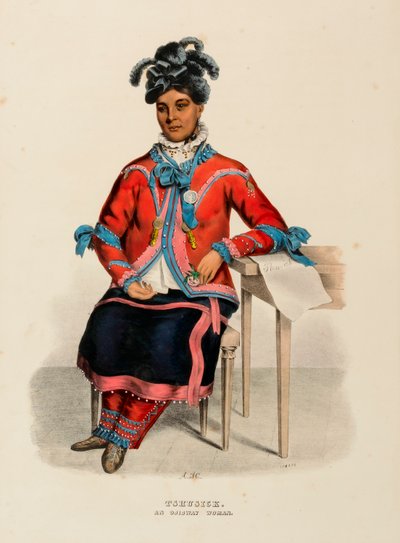 TSHUSICK. AN OJIBWAY WOMAN, extrait de History of the Indian Tribes of North America (Histoire des tribus indiennes d