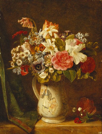 Roses, narcisses et autres fleurs dans un vase - Alfred Morgan