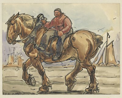 Homme en amazone sur un cheval de trait - Alfred Ost