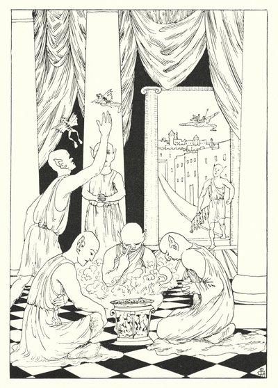 Une histoire vraie de Lucien : Un repas sur la Lune, Grenouilles rôties (gravure) - Alfred Payne Garnett