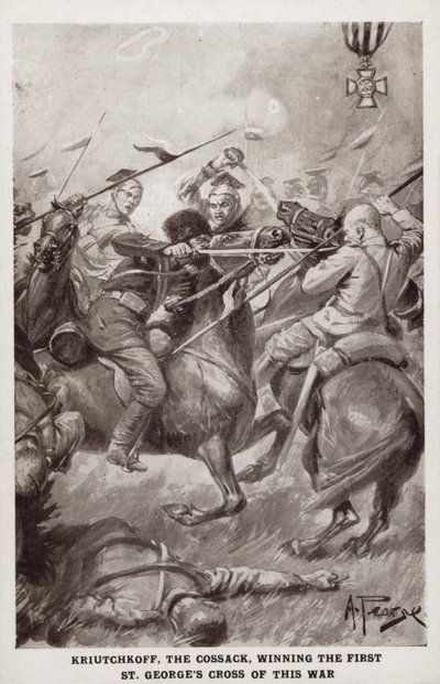 Kriutchkoff, le Cosaque, remportant la première Croix de Saint-Georges de la Première Guerre mondiale - Alfred Pearse